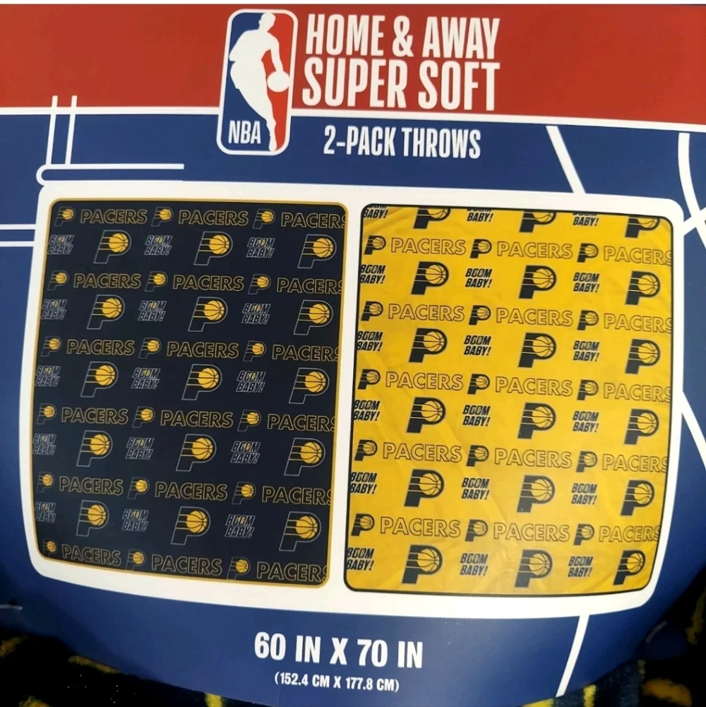 Indiana Pacers 2 Pack Throw Blankets 60 x 70 Home & Away Super Soft Plush New